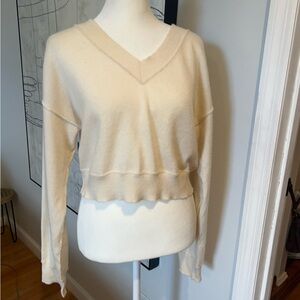 LoveShackFancy Cream V-Neck Sweater